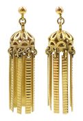 Pair of 9ct gold tassel pendant stud earrings