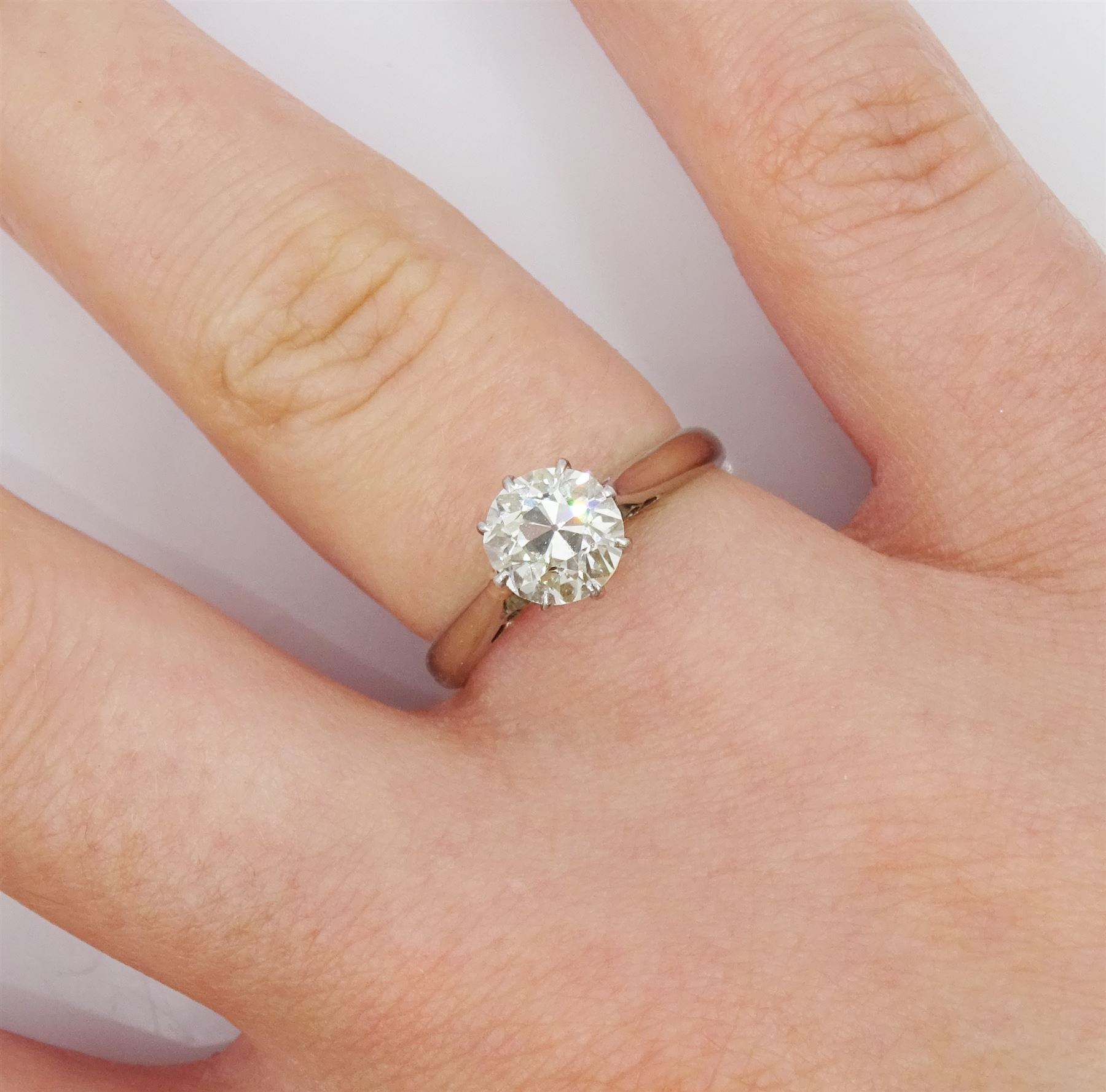 White gold single stone old cut diamond ring - Image 2 of 4
