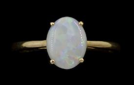 9ct gold single stone opal ring