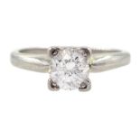 Platinum single stone round brilliant cut diamond ring