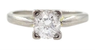 Platinum single stone round brilliant cut diamond ring