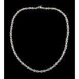 18ct white gold brushed oval link and polished cross link necklace