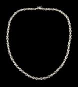 18ct white gold brushed oval link and polished cross link necklace