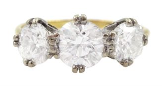 18ct gold three stone round brilliant cut diamond ring