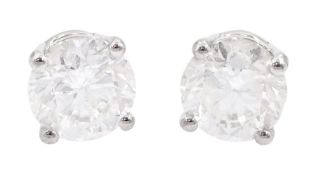 Pair of 18ct white gold round brilliant cut diamond stud earrings