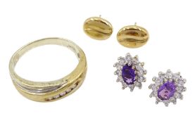 9ct jewellery including diamond set ring