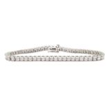 White gold round brilliant cut diamond line bracelet