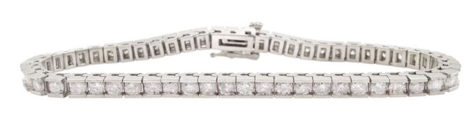 White gold round brilliant cut diamond line bracelet