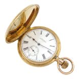 Early 20th century 10ct gold full hunter keyless lever 'Ensign' pocket watch by American Watch Compa
