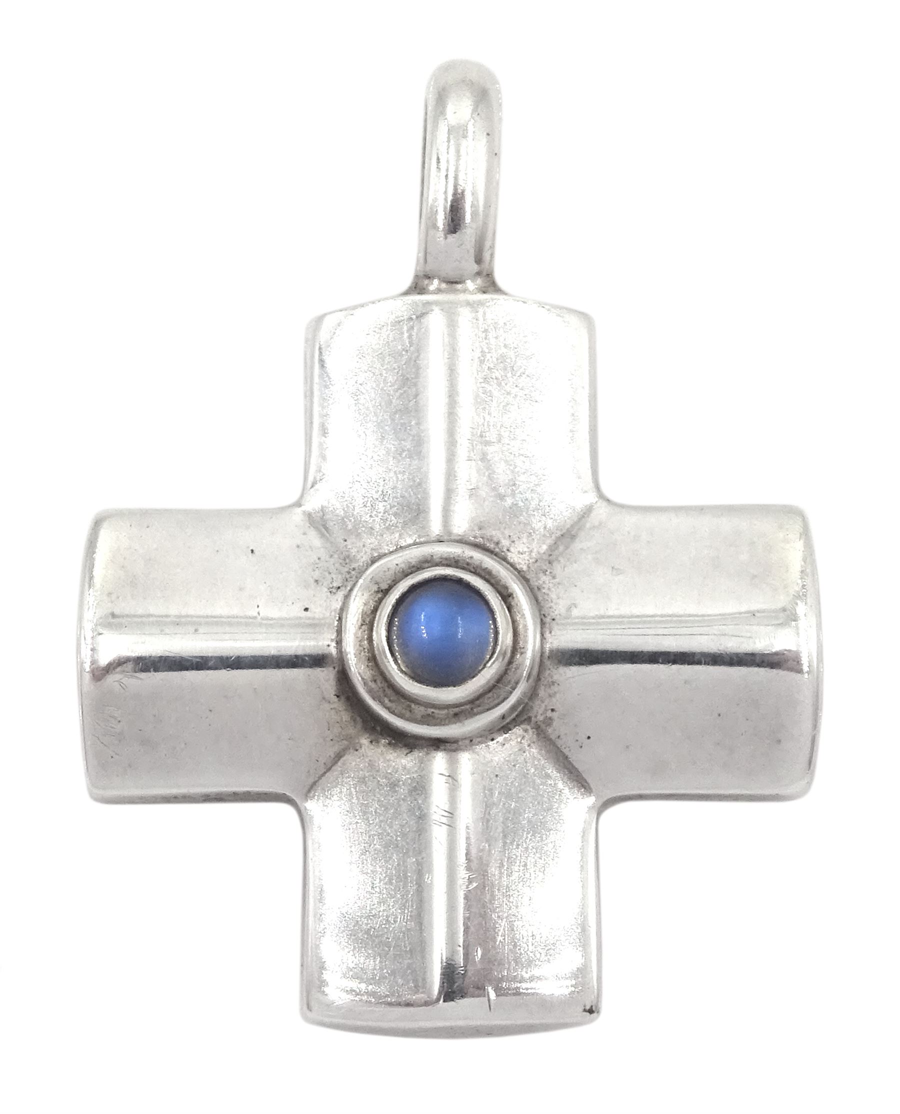 Georg Jensen silver moonstone cross pendant