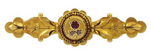 Victorian gold garnet and diamond brooch