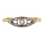 Art Deco 18ct gold diamond navette shaped ring