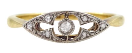 Art Deco 18ct gold diamond navette shaped ring