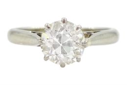 White gold single stone old cut diamond ring