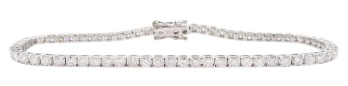 18ct white gold round brilliant cut diamond line bracelet