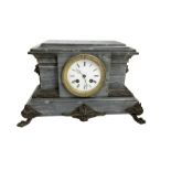French - 8-day grey slate marble mantle clock c1890