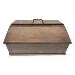 Mahogany candle box with sloped top and two lidded compartments