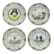 Four French Faience plates