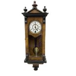 German - miniature 8-day timepiece wall clock in a walnut and ebonised case