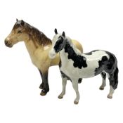 Beswick dun Highland pony no 1644 and piebald Pinto Pony no 1373