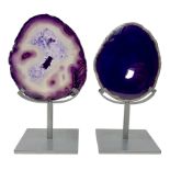 Pair of purple agate slices