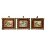 Set of three 20th century miniatures in ornate gilt frames