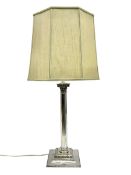 Silver plated Corinthian column table lamp