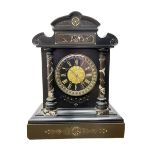 John Cundill Arundel of York - French 8-day striking mantle clock in a Belgium slate and marble case