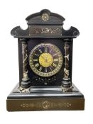 John Cundill Arundel of York - French 8-day striking mantle clock in a Belgium slate and marble case