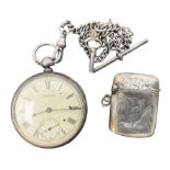 Victorian silver open face key wound pocket watch by American Watch Co