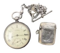 Victorian silver open face key wound pocket watch by American Watch Co