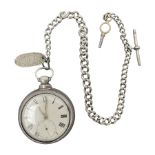 Victorian silver pair cased fusee lever pocket watch