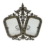 Early 19th century silver plated double photograph frame