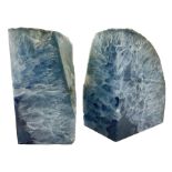 Pair of blue agate