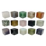 Fifteen cube mineral specimens