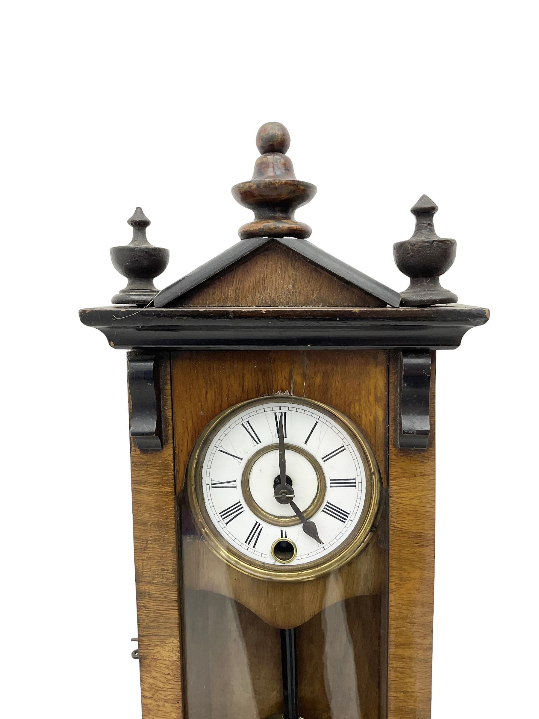 German - miniature 8-day timepiece wall clock in a walnut and ebonised case - Image 4 of 4