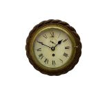 Edwardian - 8-day ships bulkhead clock and an Aneroid barometer. In matching circular oak cases wit