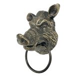 Bronzed effect painted cast iron wall hanging Boar head with metal ring