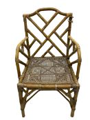 Pair of early 20th century bamboo and cane-work armchairs