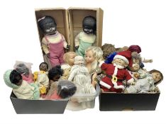 Quantity of vintage and later dolls to include unusual three faced example and further dolls marked