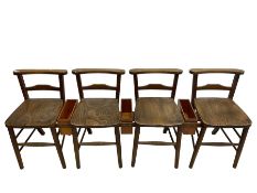 Set of twelve early-to-mid-20th century elm and beech ecclesiastical chapel chairs