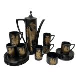 Portmeirion Phoenix pattern coffee set for six by John Cuffley