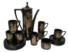 Portmeirion Phoenix pattern coffee set for six by John Cuffley