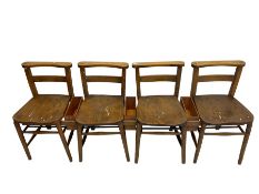 Set of twelve early-to-mid-20th century elm and beech ecclesiastical chapel chairs