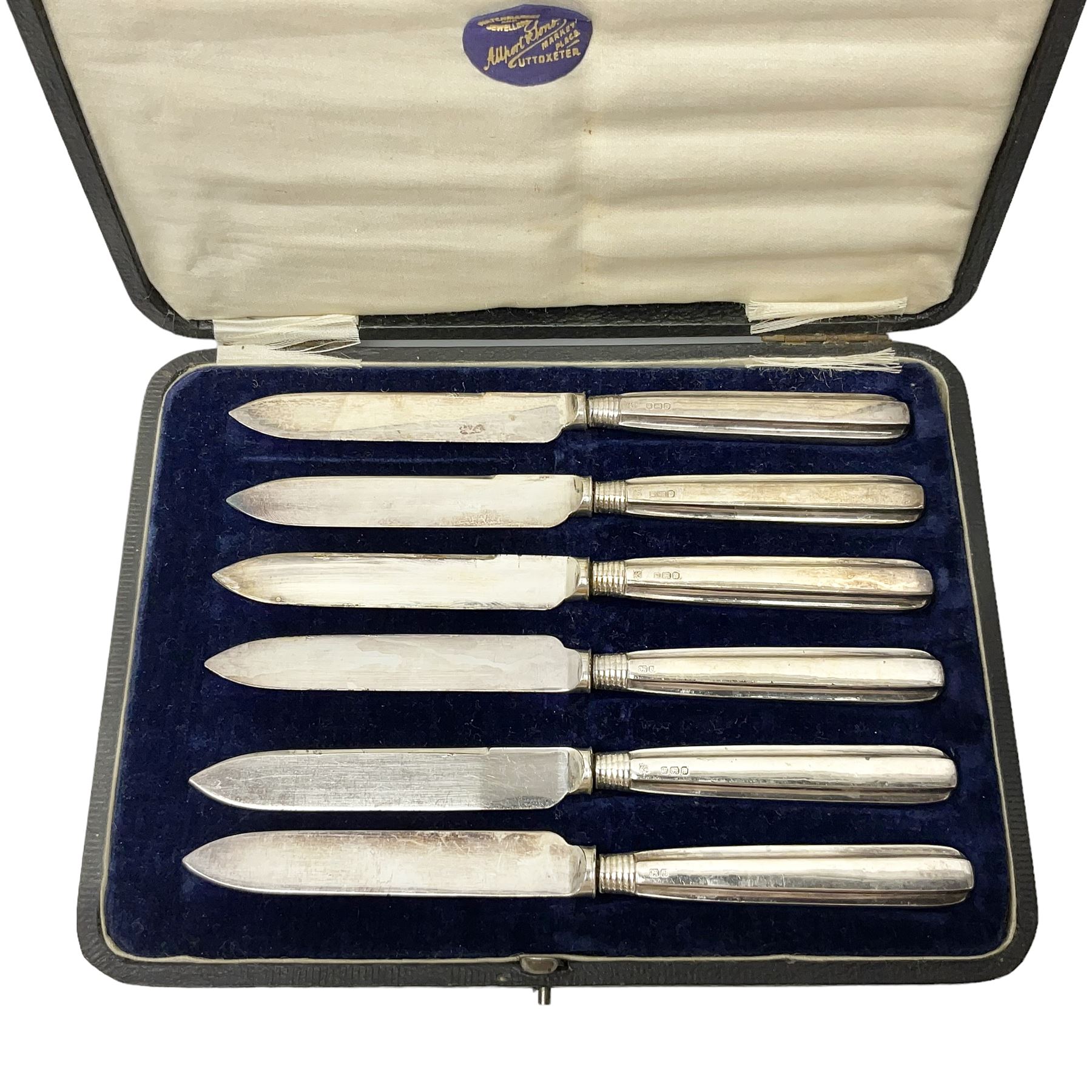 Early 20th century set of six silver handled knives