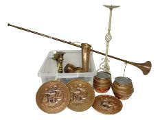 Collection of copper and other metalware