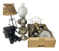 Two metal oil lamps