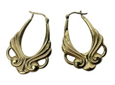 Pair of 9ct gold openwork hoop earrings