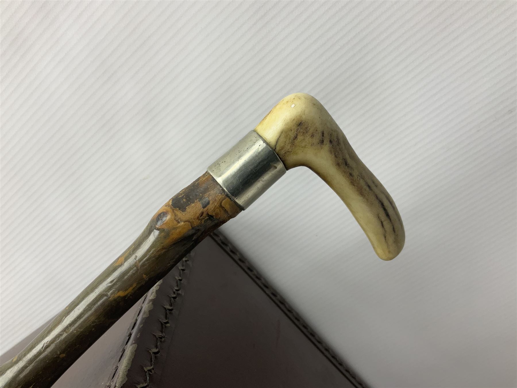Wooden walking stick with horn handle - Image 2 of 10