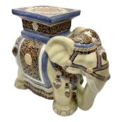 ceramic conservatory seat/jardiniere in the form of an elephant